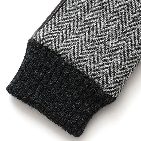  ハリスツイード 手袋 レディース スマホ カシミヤ 日本製 リブ付き グローブ 本革 イタリーラム 革 グレー グレイ 灰色 Harris Tweed 女性 カシミア 皮 グローブ 彼女 妻 冬 プレゼント ブランド 国産 KURODA(クロダ)