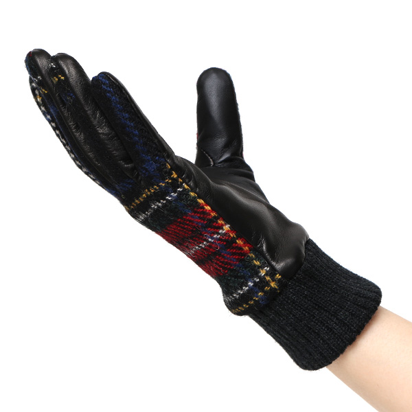  ハリスツイード 手袋 レディース スマホ カシミヤ 日本製 リブ付き グローブ 本革 イタリーラム 革 レッド ワイン 赤色 Harris Tweed 女性 カシミア 皮 グローブ 彼女 妻 冬 プレゼント ブランド 国産 KURODA(クロダ)