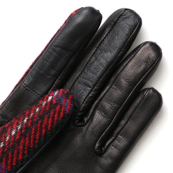  ハリスツイード 手袋 レディース スマホ カシミヤ 日本製 リブ付き グローブ 本革 イタリーラム 革 レッド ワイン 赤色 Harris Tweed 女性 カシミア 皮 グローブ 彼女 妻 冬 プレゼント ブランド 国産 KURODA(クロダ)