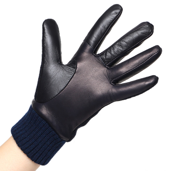  ハリスツイード 手袋 レディース スマホ カシミヤ 日本製 リブ付き グローブ 本革 イタリーラム 革 ブルー ネイビー 青色 Harris Tweed 女性 カシミア 皮 グローブ 彼女 妻 冬 プレゼント ブランド 国産 KURODA(クロダ)