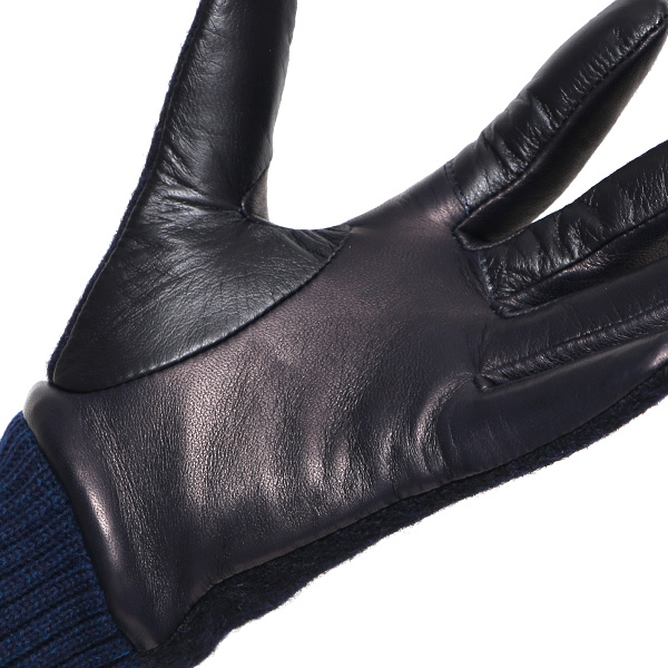  ハリスツイード 手袋 レディース スマホ カシミヤ 日本製 リブ付き グローブ 本革 イタリーラム 革 ブルー ネイビー 青色 Harris Tweed 女性 カシミア 皮 グローブ 彼女 妻 冬 プレゼント ブランド 国産 KURODA(クロダ)