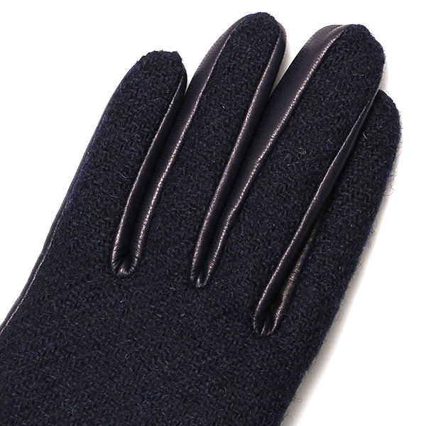  ハリスツイード 手袋 レディース スマホ カシミヤ 日本製 リブ付き グローブ 本革 イタリーラム 革 ブルー ネイビー 青色 Harris Tweed 女性 カシミア 皮 グローブ 彼女 妻 冬 プレゼント ブランド 国産 KURODA(クロダ)