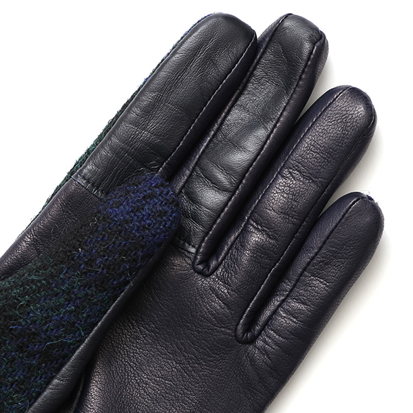  ハリスツイード 手袋 レディース スマホ カシミヤ 日本製 リブ付き グローブ 本革 イタリーラム 革 ブルー ネイビー 青色 Harris Tweed 女性 カシミア 皮 グローブ 彼女 妻 冬 プレゼント ブランド 国産 KURODA(クロダ)