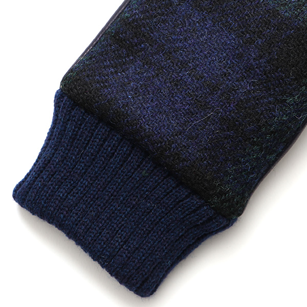  ハリスツイード 手袋 レディース スマホ カシミヤ 日本製 リブ付き グローブ 本革 イタリーラム 革 ブルー ネイビー 青色 Harris Tweed 女性 カシミア 皮 グローブ 彼女 妻 冬 プレゼント ブランド 国産 KURODA(クロダ)