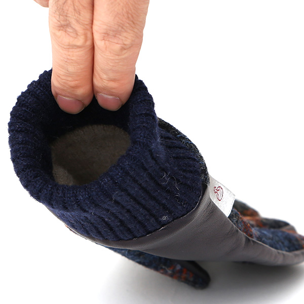  ハリスツイード 手袋 レディース スマホ カシミヤ 日本製 リブ付き グローブ 本革 イタリーラム 革 ブルー ネイビー 青色 Harris Tweed 女性 カシミア 皮 グローブ 彼女 妻 冬 プレゼント ブランド 国産 KURODA(クロダ)