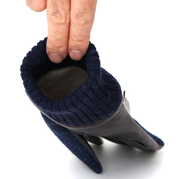  ハリスツイード 手袋 レディース スマホ カシミヤ 日本製 リブ付き グローブ 本革 イタリーラム 革 ブルー ネイビー 青色 Harris Tweed 女性 カシミア 皮 グローブ 彼女 妻 冬 プレゼント ブランド 国産 KURODA(クロダ)