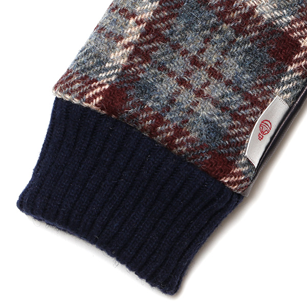  ハリスツイード 手袋 レディース スマホ カシミヤ 日本製 リブ付き グローブ 本革 イタリーラム 革 ブルー ネイビー 青色 Harris Tweed 女性 カシミア 皮 グローブ 彼女 妻 冬 プレゼント ブランド 国産 KURODA(クロダ)