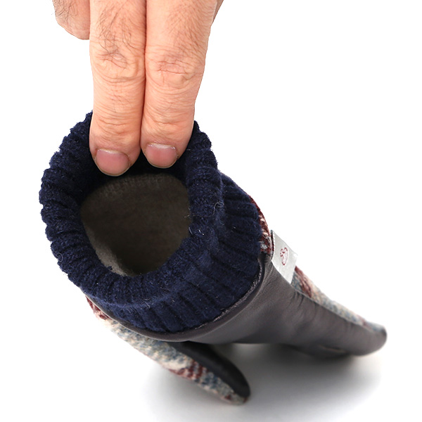  ハリスツイード 手袋 レディース スマホ カシミヤ 日本製 リブ付き グローブ 本革 イタリーラム 革 ブルー ネイビー 青色 Harris Tweed 女性 カシミア 皮 グローブ 彼女 妻 冬 プレゼント ブランド 国産 KURODA(クロダ)