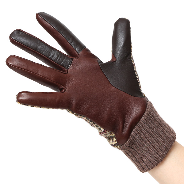  ハリスツイード 手袋 レディース スマホ カシミヤ 日本製 リブ付き グローブ 本革 イタリーラム 革 ベージュ 肌色 Harris Tweed 女性 カシミア 皮 グローブ 彼女 妻 冬 プレゼント ブランド 国産 KURODA(クロダ)