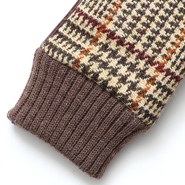  ハリスツイード 手袋 レディース スマホ カシミヤ 日本製 リブ付き グローブ 本革 イタリーラム 革 ベージュ 肌色 Harris Tweed 女性 カシミア 皮 グローブ 彼女 妻 冬 プレゼント ブランド 国産 KURODA(クロダ)