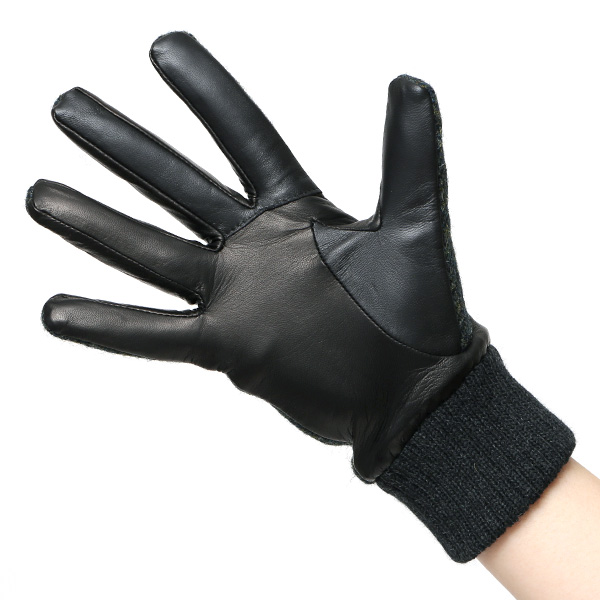  ハリスツイード 手袋 レディース スマホ カシミヤ 日本製 リブ付き グローブ 本革 イタリーラム 革 グリーン 緑色 Harris Tweed 女性 カシミア 皮 グローブ 彼女 妻 冬 プレゼント ブランド 国産 KURODA(クロダ)