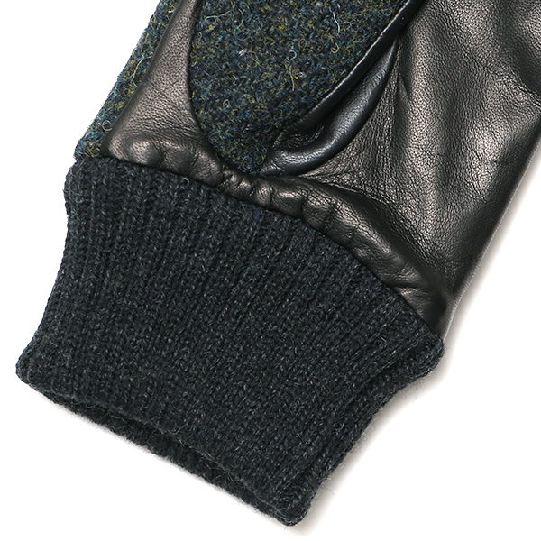  ハリスツイード 手袋 レディース スマホ カシミヤ 日本製 リブ付き グローブ 本革 イタリーラム 革 グリーン 緑色 Harris Tweed 女性 カシミア 皮 グローブ 彼女 妻 冬 プレゼント ブランド 国産 KURODA(クロダ)