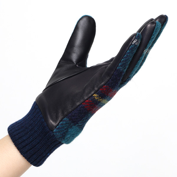  ハリスツイード 手袋 レディース スマホ カシミヤ 日本製 リブ付き グローブ 本革 イタリーラム 革 グリーン 緑色 Harris Tweed 女性 カシミア 皮 グローブ 彼女 妻 冬 プレゼント ブランド 国産 KURODA(クロダ)