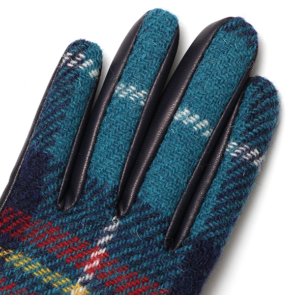  ハリスツイード 手袋 レディース スマホ カシミヤ 日本製 リブ付き グローブ 本革 イタリーラム 革 グリーン 緑色 Harris Tweed 女性 カシミア 皮 グローブ 彼女 妻 冬 プレゼント ブランド 国産 KURODA(クロダ)