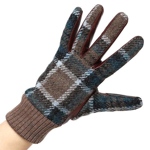  ハリスツイード 手袋 レディース スマホ カシミヤ 日本製 リブ付き グローブ 本革 イタリーラム 革 グリーン 緑色 Harris Tweed 女性 カシミア 皮 グローブ 彼女 妻 冬 プレゼント ブランド 国産 KURODA(クロダ)