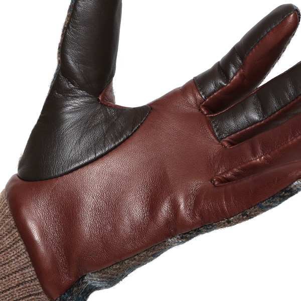  ハリスツイード 手袋 レディース スマホ カシミヤ 日本製 リブ付き グローブ 本革 イタリーラム 革 グリーン 緑色 Harris Tweed 女性 カシミア 皮 グローブ 彼女 妻 冬 プレゼント ブランド 国産 KURODA(クロダ)