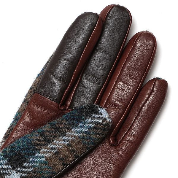  ハリスツイード 手袋 レディース スマホ カシミヤ 日本製 リブ付き グローブ 本革 イタリーラム 革 グリーン 緑色 Harris Tweed 女性 カシミア 皮 グローブ 彼女 妻 冬 プレゼント ブランド 国産 KURODA(クロダ)