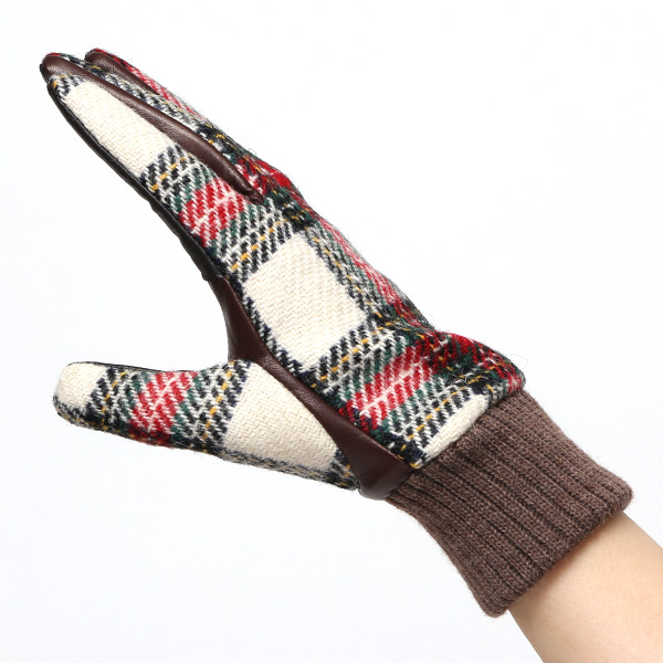ハリスツイード 手袋 レディース スマホ カシミヤ 日本製 リブ付き グローブ 本革 イタリーラム 革 ホワイト 白色 Harris Tweed 女性 カシミア 皮 グローブ 彼女 妻 冬 プレゼント ブランド 国産 KURODA(クロダ)