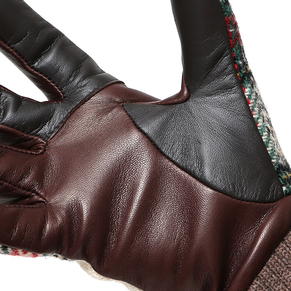 ハリスツイード 手袋 レディース スマホ カシミヤ 日本製 リブ付き グローブ 本革 イタリーラム 革 ホワイト 白色 Harris Tweed 女性 カシミア 皮 グローブ 彼女 妻 冬 プレゼント ブランド 国産 KURODA(クロダ)