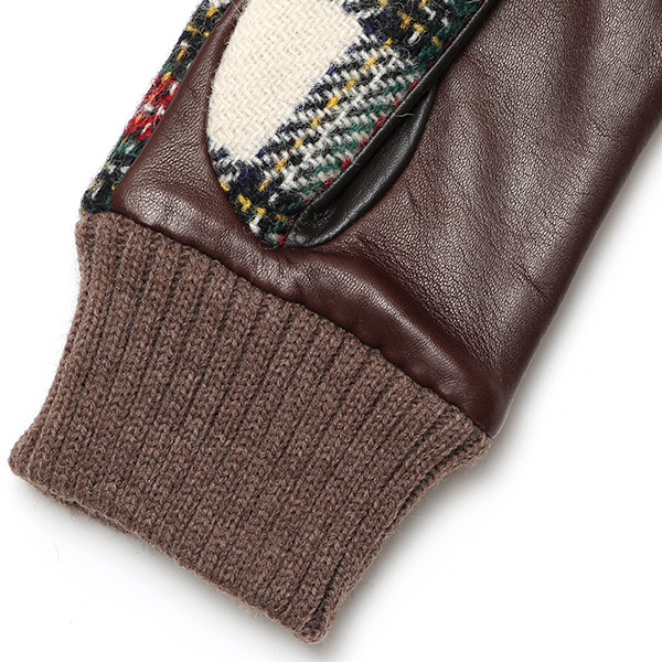 ハリスツイード 手袋 レディース スマホ カシミヤ 日本製 リブ付き グローブ 本革 イタリーラム 革 ホワイト 白色 Harris Tweed 女性 カシミア 皮 グローブ 彼女 妻 冬 プレゼント ブランド 国産 KURODA(クロダ)