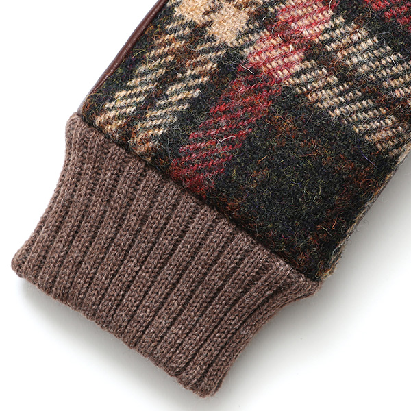  ハリスツイード 手袋 レディース スマホ カシミヤ 日本製 リブ付き グローブ 本革 イタリーラム 革 ピンク 桃色 Harris Tweed 女性 カシミア 皮 グローブ 彼女 妻 冬 プレゼント ブランド 国産 KURODA(クロダ)