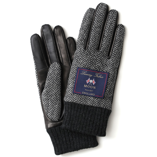 KURODA(クロダ) ムーン リブ付き 羊革 レディース 手袋 ヘリンボーン