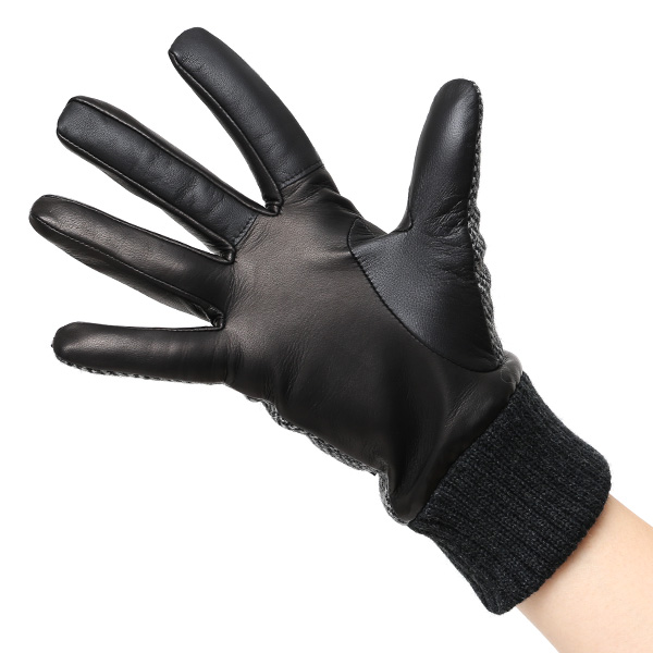  手袋 レディース スマホ ムーン MOON ツイード イタリアラム 羊革 カシミア裏地 暖かい 防寒 グレー グレイ 灰色 女性 婦人 通勤 通学 カジュアル ビジネス リブ付き 革グローブ ブランド 日本製 KURODA(クロダ)