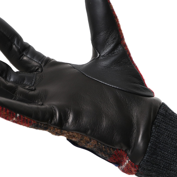  手袋 レディース スマホ ムーン MOON ツイード イタリアラム 羊革 カシミア裏地 暖かい 防寒 レッド ワイン 赤色 女性 婦人 通勤 通学 カジュアル ビジネス リブ付き 革グローブ ブランド 日本製 KURODA(クロダ)