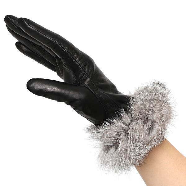  手袋 レディース 革手袋 レザー ラビットファー イタリーラム 羊革 暖かい 女性用 グローブ 皮 ブラック 黒 黒色 嫁 妻 彼女 娘 記念日 クリスマス 誕生日 プレゼント ギフト 化粧箱 付き ブランド KURODA(クロダ)