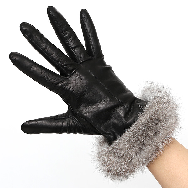  手袋 レディース 革手袋 レザー ラビットファー イタリーラム 羊革 暖かい 女性用 グローブ 皮 ブラック 黒 黒色 嫁 妻 彼女 娘 記念日 クリスマス 誕生日 プレゼント ギフト 化粧箱 付き ブランド KURODA(クロダ)