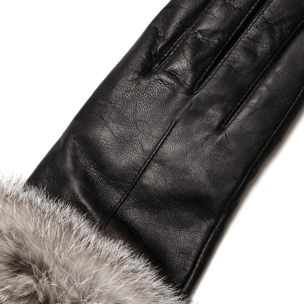  手袋 レディース 革手袋 レザー ラビットファー イタリーラム 羊革 暖かい 女性用 グローブ 皮 ブラック 黒 黒色 嫁 妻 彼女 娘 記念日 クリスマス 誕生日 プレゼント ギフト 化粧箱 付き ブランド KURODA(クロダ)