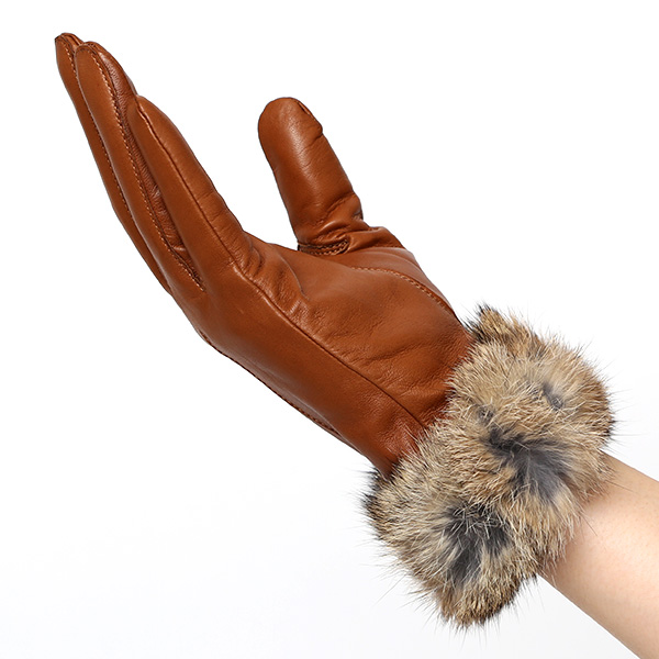  手袋 レディース 革手袋 レザー ラビットファー イタリーラム 羊革 暖かい 女性用 グローブ 皮 キャメル ブラウン 茶 茶色 嫁 妻 彼女 娘 記念日 クリスマス 誕生日 プレゼント ギフト 化粧箱 付き ブランド KURODA(クロダ)