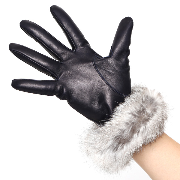  手袋 レディース 革手袋 レザー ラビットファー イタリーラム 羊革 暖かい 女性用 グローブ 皮 ブルー ネイビー 青色 嫁 妻 彼女 娘 記念日 クリスマス 誕生日 プレゼント ギフト 化粧箱 付き ブランド KURODA(クロダ)