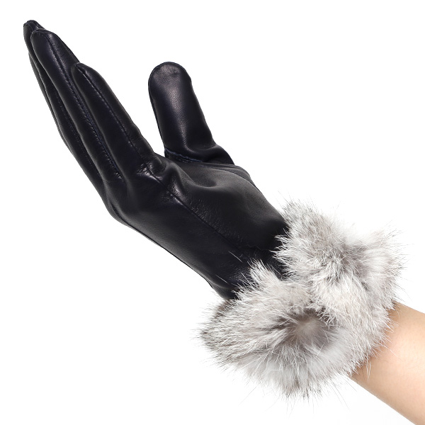  手袋 レディース 革手袋 レザー ラビットファー イタリーラム 羊革 暖かい 女性用 グローブ 皮 ブルー ネイビー 青色 嫁 妻 彼女 娘 記念日 クリスマス 誕生日 プレゼント ギフト 化粧箱 付き ブランド KURODA(クロダ)