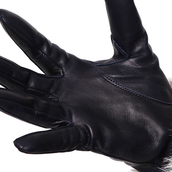  手袋 レディース 革手袋 レザー ラビットファー イタリーラム 羊革 暖かい 女性用 グローブ 皮 ブルー ネイビー 青色 嫁 妻 彼女 娘 記念日 クリスマス 誕生日 プレゼント ギフト 化粧箱 付き ブランド KURODA(クロダ)