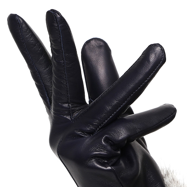  手袋 レディース 革手袋 レザー ラビットファー イタリーラム 羊革 暖かい 女性用 グローブ 皮 ブルー ネイビー 青色 嫁 妻 彼女 娘 記念日 クリスマス 誕生日 プレゼント ギフト 化粧箱 付き ブランド KURODA(クロダ)