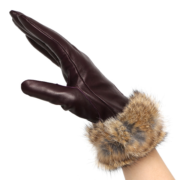  手袋 レディース 革手袋 レザー ラビットファー イタリーラム 羊革 暖かい 女性用 グローブ 皮 パープル 紫色 嫁 妻 彼女 娘 記念日 クリスマス 誕生日 プレゼント ギフト 化粧箱 付き ブランド KURODA(クロダ)