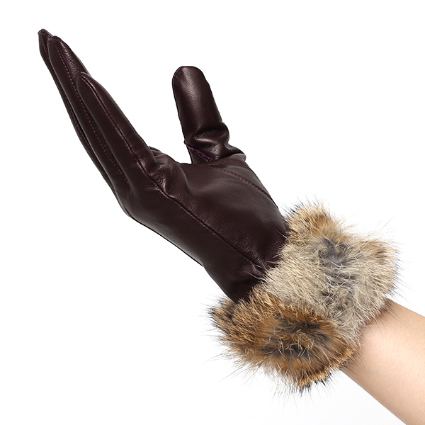  手袋 レディース 革手袋 レザー ラビットファー イタリーラム 羊革 暖かい 女性用 グローブ 皮 パープル 紫色 嫁 妻 彼女 娘 記念日 クリスマス 誕生日 プレゼント ギフト 化粧箱 付き ブランド KURODA(クロダ)