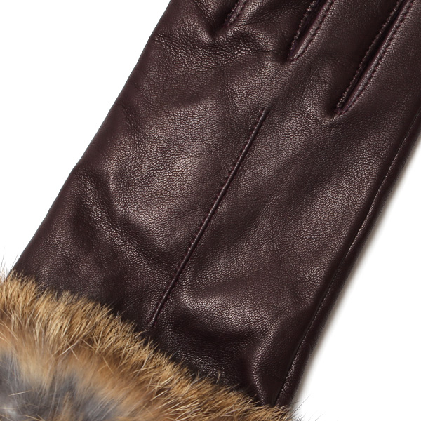  手袋 レディース 革手袋 レザー ラビットファー イタリーラム 羊革 暖かい 女性用 グローブ 皮 パープル 紫色 嫁 妻 彼女 娘 記念日 クリスマス 誕生日 プレゼント ギフト 化粧箱 付き ブランド KURODA(クロダ)