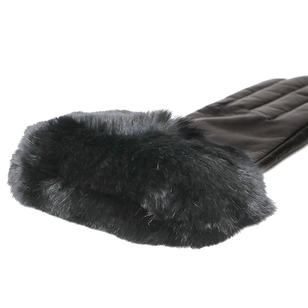  女性用 手袋 革手袋 ファー レザー レッキス ラビットファー イタリーラム 羊革 暖かい グローブ ブラック 黒 黒色 嫁 妻 彼女 娘 記念日 クリスマス 誕生日 プレゼント ギフト 化粧箱 付き ブランド KURODA(クロダ)