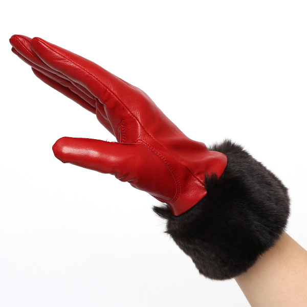  女性用 手袋 革手袋 ファー レザー レッキス ラビットファー イタリーラム 羊革 暖かい グローブ レッド ワイン 赤色 嫁 妻 彼女 娘 記念日 クリスマス 誕生日 プレゼント ギフト 化粧箱 付き ブランド KURODA(クロダ)