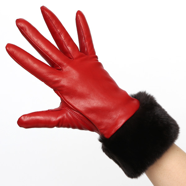  女性用 手袋 革手袋 ファー レザー レッキス ラビットファー イタリーラム 羊革 暖かい グローブ レッド ワイン 赤色 嫁 妻 彼女 娘 記念日 クリスマス 誕生日 プレゼント ギフト 化粧箱 付き ブランド KURODA(クロダ)