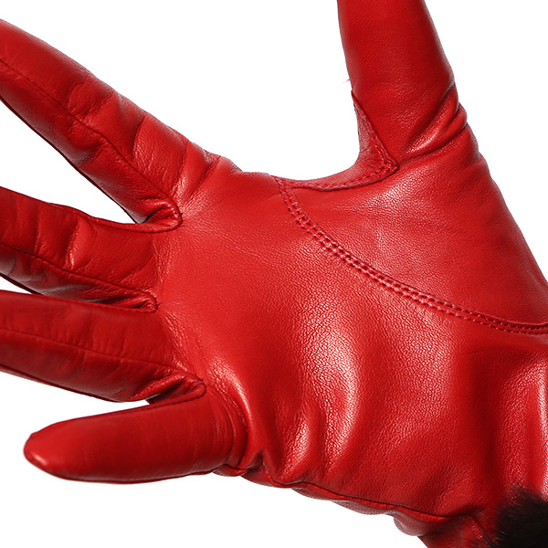  女性用 手袋 革手袋 ファー レザー レッキス ラビットファー イタリーラム 羊革 暖かい グローブ レッド ワイン 赤色 嫁 妻 彼女 娘 記念日 クリスマス 誕生日 プレゼント ギフト 化粧箱 付き ブランド KURODA(クロダ)