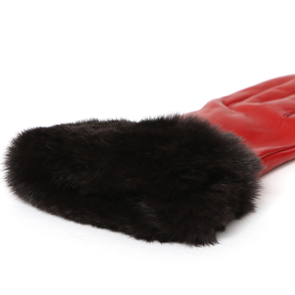  女性用 手袋 革手袋 ファー レザー レッキス ラビットファー イタリーラム 羊革 暖かい グローブ レッド ワイン 赤色 嫁 妻 彼女 娘 記念日 クリスマス 誕生日 プレゼント ギフト 化粧箱 付き ブランド KURODA(クロダ)