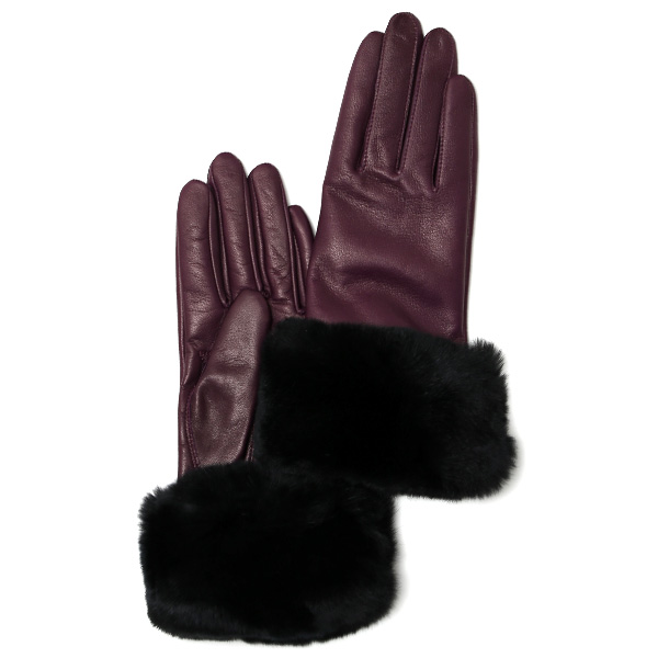 KURODA(クロダ) レディース手袋 イタリーラム レッキスファー付き 裏地カシミヤ100％ パープル