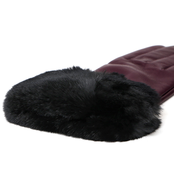  女性用 手袋 革手袋 ファー レザー レッキス ラビットファー イタリーラム 羊革 暖かい グローブ パープル 紫色 嫁 妻 彼女 娘 記念日 クリスマス 誕生日 プレゼント ギフト 化粧箱 付き ブランド KURODA(クロダ)