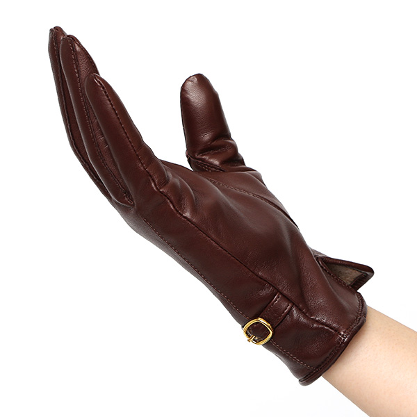  手袋 レディース 本革 カシミア100％ 裏地 ブランド イタリーラム 化粧箱 付き 女性 レザー 皮 グローブ ブラウン 茶 茶色 暖かい カシミヤ 100％ 防寒 保温 防風 冬 ビジネス 婦人用 皮 手袋 ブランド KURODA(クロダ)