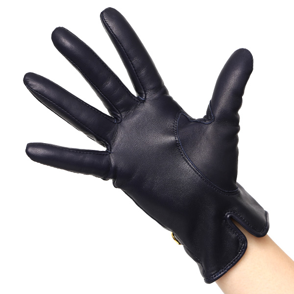  手袋 レディース 本革 カシミア100％ 裏地 ブランド イタリーラム 化粧箱 付き 女性 レザー 皮 グローブ ブルー ネイビー 青色 暖かい カシミヤ 100％ 防寒 保温 防風 冬 ビジネス 婦人用 皮 手袋 ブランド KURODA(クロダ)