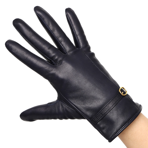  手袋 レディース 本革 カシミア100％ 裏地 ブランド イタリーラム 化粧箱 付き 女性 レザー 皮 グローブ ブルー ネイビー 青色 暖かい カシミヤ 100％ 防寒 保温 防風 冬 ビジネス 婦人用 皮 手袋 ブランド KURODA(クロダ)