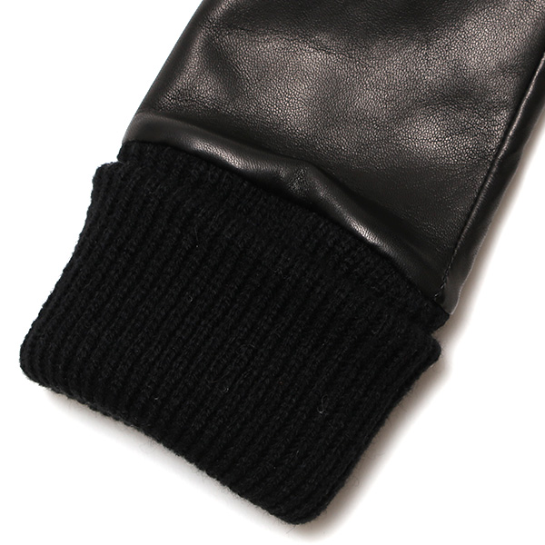  手袋 レディース 日本製 ブランド カシミア 100％ レザー グローブ ニットリブ 防寒 カシミヤ ブラック 黒 黒色 イタリーラム 上質 羊革 皮 手袋 リブ付 女性 上品 婦人 プレゼント 化粧箱付き 国産 KURODA(クロダ)